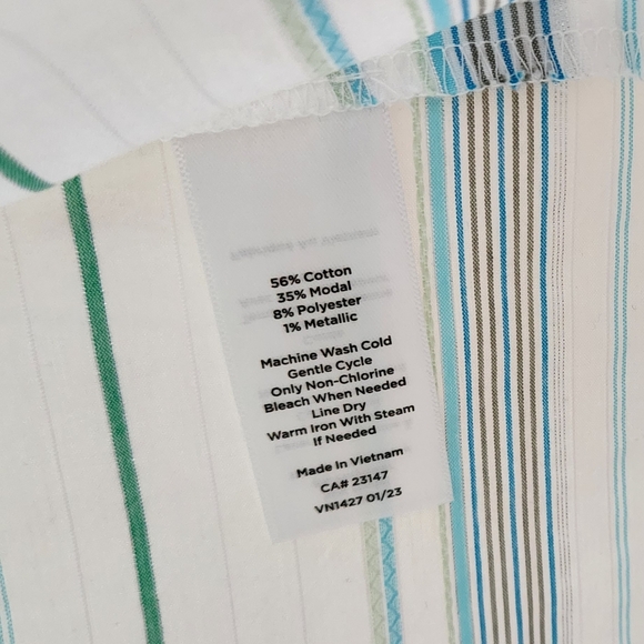 Ruffle Trim Shell - Beaumont Stripe Sleevless Blouse - Picture 8 of 12